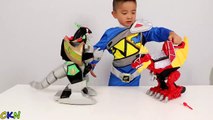 Power Rangers Dino Super Charge Rumble N Roar T-Rex Zord Toys Unboxing Playing Ckn Toys-mv_