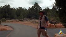GIANT DINOSAUR CHASE Jurassic Adventure at Grand Canyon w_ T-Rex Raptors in Real Life Kids Toy Video-qT