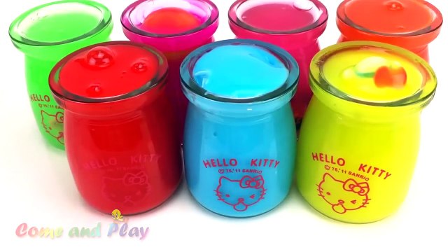 Hello Kitty Slime Surprise Toys Disney Cars Learn Colors Numbers Play Doh Ducks Sea Creature Molds-Un