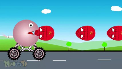 Learn Colours With Pacman Truck - Spiderman Suprise eggs - Video For Kids-BXrjDXIg