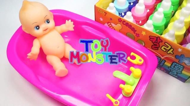 Numbers, Counting Baby Doll Colours Slime Bath Time DIY How to Make Orbeez Slime-v5D97dJ