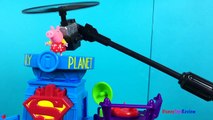 STORY WITH PEPPA PIG FIELD TRIP TO IMAGINEXT SUPER HERO FLIGHT CITY WITH GEORGE  BATMAN & SUPERMAN-vc2W