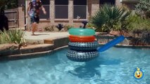 GIANT Inflatable Shark, Water Balloons Fight & Pool Tricks w_ Water Toys Family Fun Video for Kids-Ic_Z