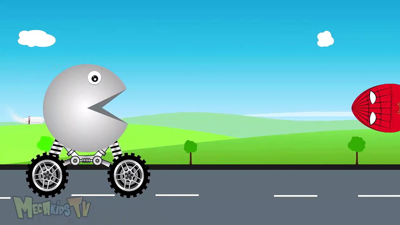 Learn Colours With Pacman Truck - Spiderman Suprise eggs - Video For Kids-BXrjDXIg