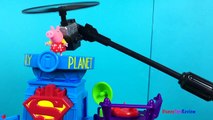 STORY WITH PEPPA PIG FIELD TRIP TO IMAGINEXT SUPER HERO FLIGHT CITY WITH GEORGE  BATMAN & SUPERMAN-vc2