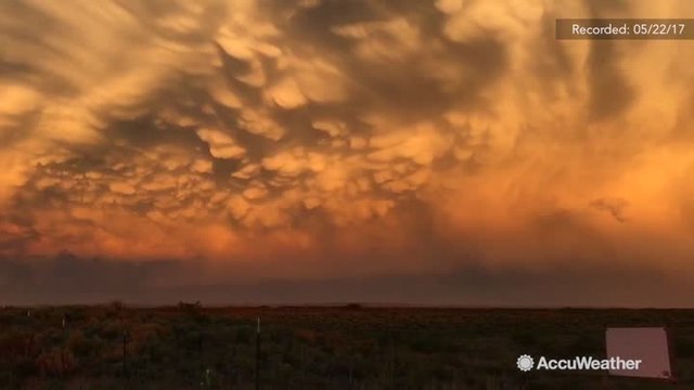 Stunning mammatus clouds at sunset near Roswell, New Mexico