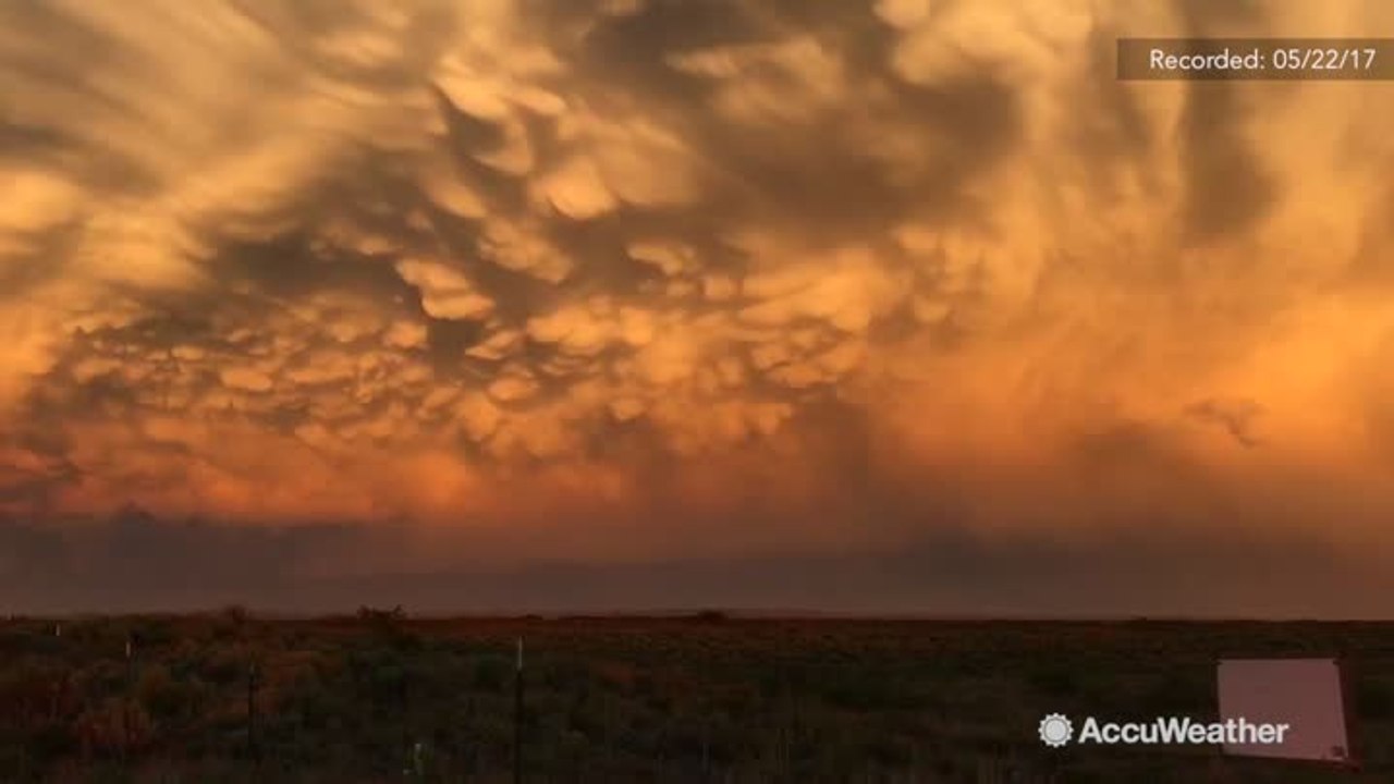Stunning mammatus clouds at sunset near Roswell, New Mexico