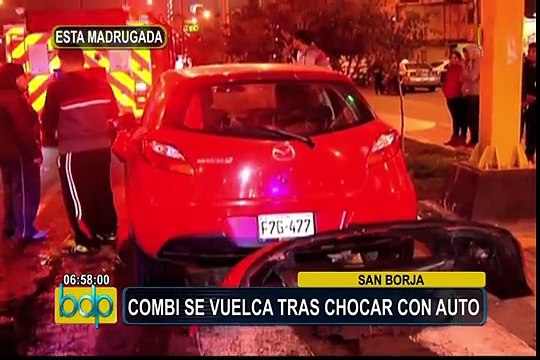 San Borja: combi se vuelca tras chocar con auto dejando 10 heridos