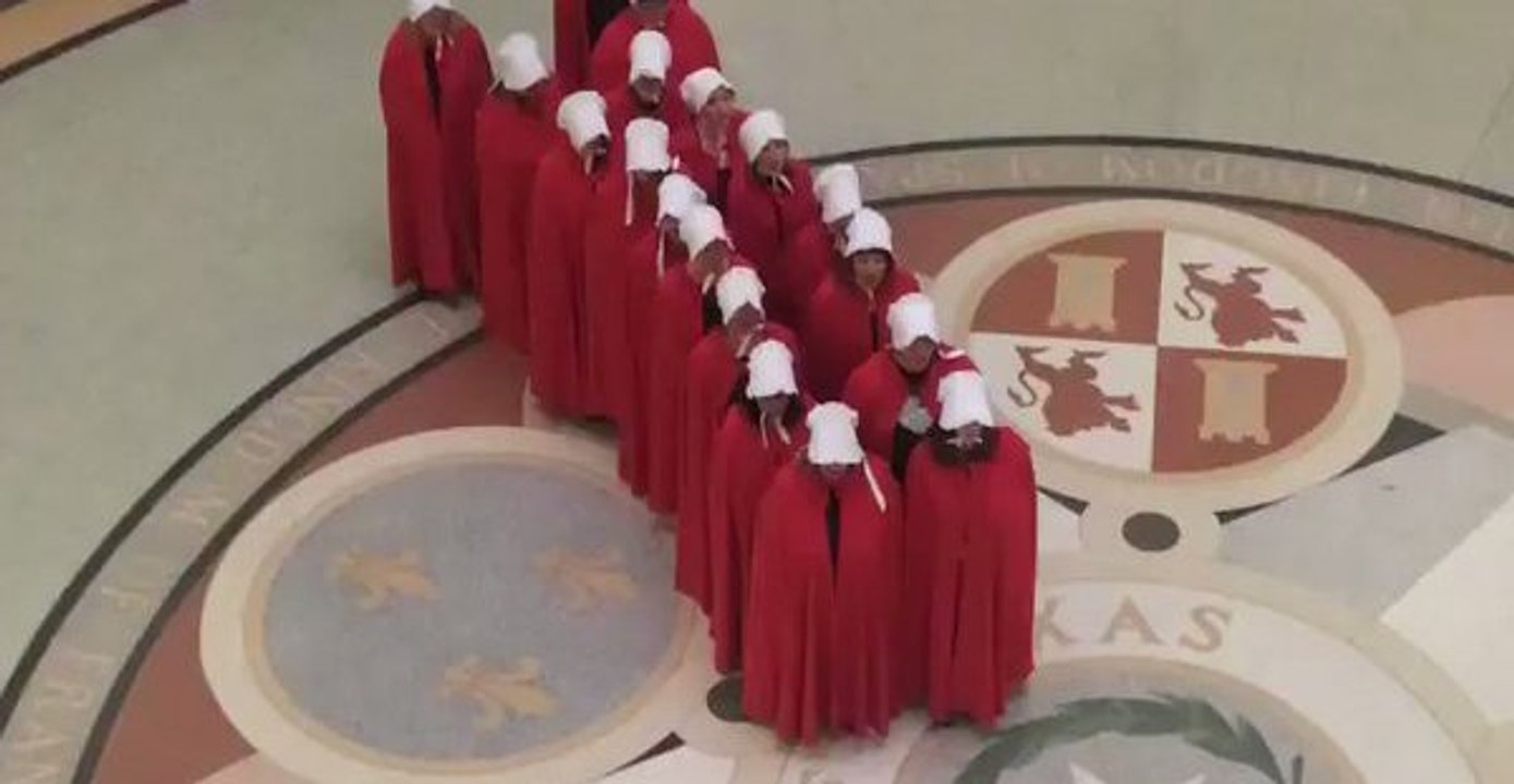 Demonstrators, Some in Handmaid's Tale-Style Garb, Protest Texas Abortion Bill