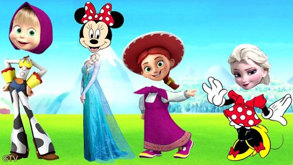 Wrong Heads Disney Princess Elsa, Jessie, Minnie, Masha Finger Family Nursery Rhymes Toddler