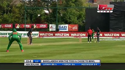 Ronchi get caught by Sakib bowled by Mustafiz 6th Match Bangladesh vs New Zealand