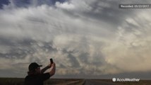 Reed Timmer records funnel cloud forming over Roswell