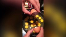 Student cracked a dozen double-yolk eggs in a row