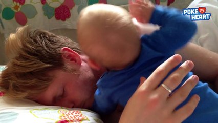 Funny Baby Tries to Wake Up Dad - Daily Heart Beat
