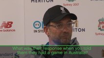 Players didn't complain about coming to Australia because I am boss - Klopp