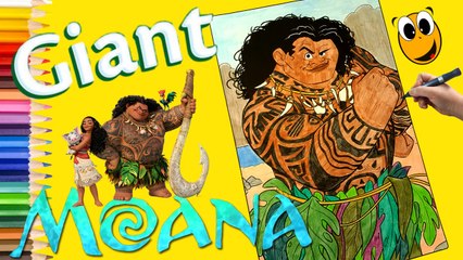 Disney Moana Crayola GIANT Coloring Book Colouring Maui with Colored Pencils ❤ KOKI DISNEY TOYS