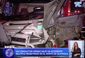 Un conductor herido dejó un accidente múltiple registrado en el norte de Guayaquil