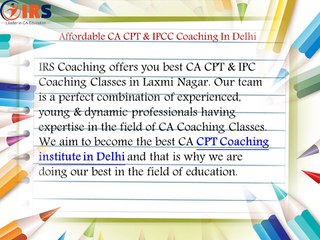 Institute Of Rising Stars-IRS. Best Institute for CA CPT & IPC