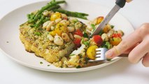 Herb-Crusted Cauliflower Steaks with Beans and Tomatoes