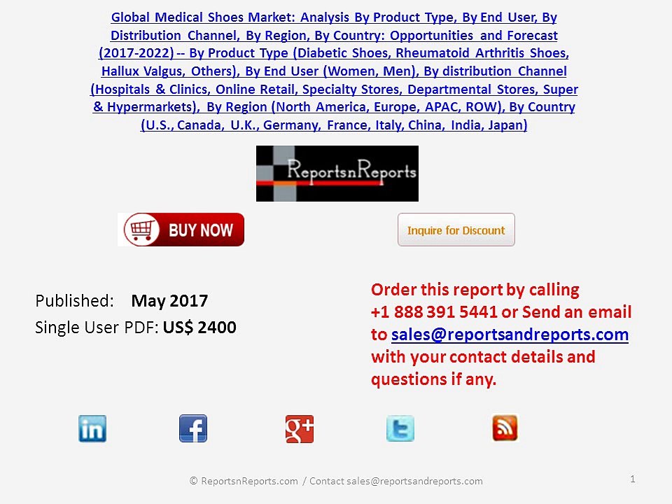 Medical Shoes Market Analysis By Product Type, End User,  Distribution Channel,  Opportunities and Forecast by 2022
