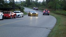 Camaro does BURNOUT past Audi R8, Ferrari, Porsche, Mercedes SLS and Lamborghini Murcielago LP640