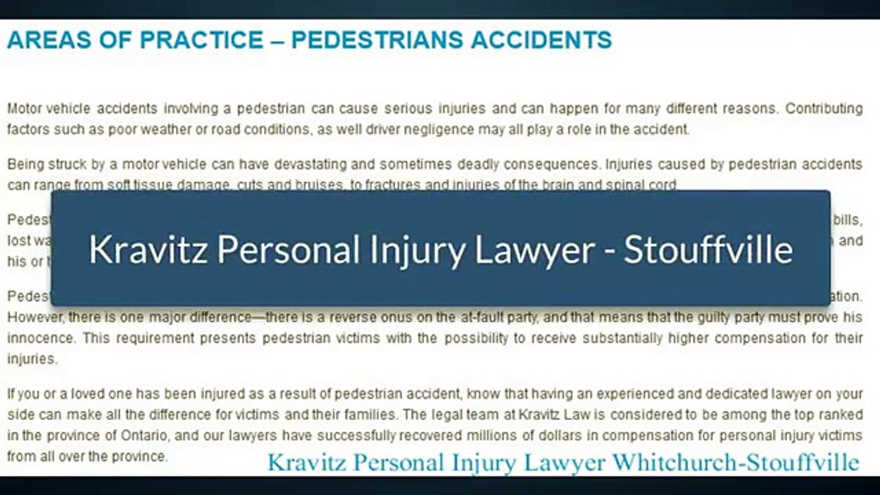 Personal Attorney Lawyer Stouffville ON - Kravitz Personal Injury Lawyer (800) 964-0361