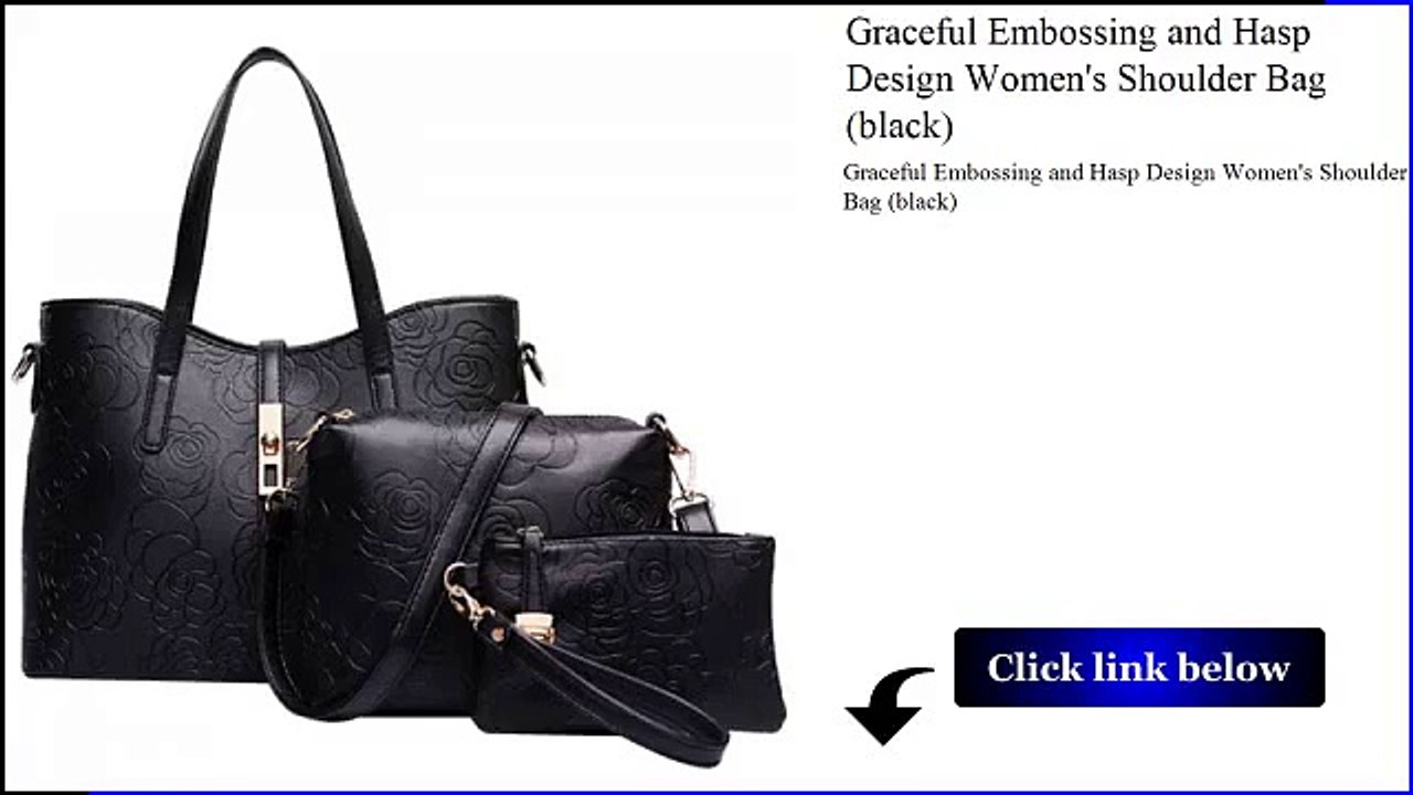 Graceful Embossing and Hasp Design Womens Shoulder Bag black