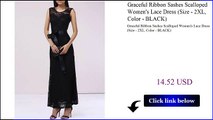 Graceful Ribbon Sashes Scalloped Womens Lace Dress Size  2XL Color  BLACK