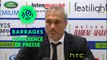 Conférence de presse ESTAC Troyes - FC Lorient (2-1) : Jean-Louis GARCIA (ESTAC) - Bernard  CASONI (FCL) / Barrage aller Ligue 1 (saison 2016-17)