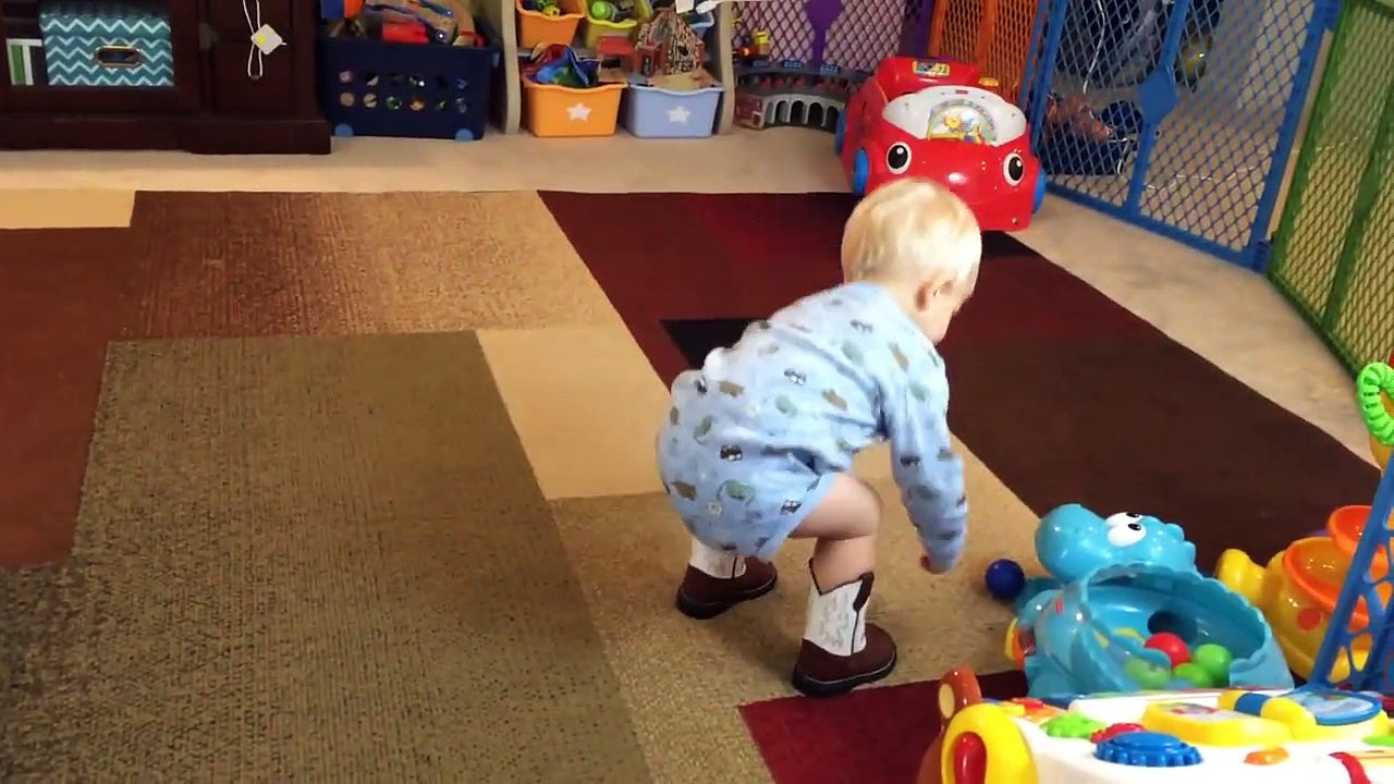 Baby's First Time Walking in Cowboy Boots!-AA0U