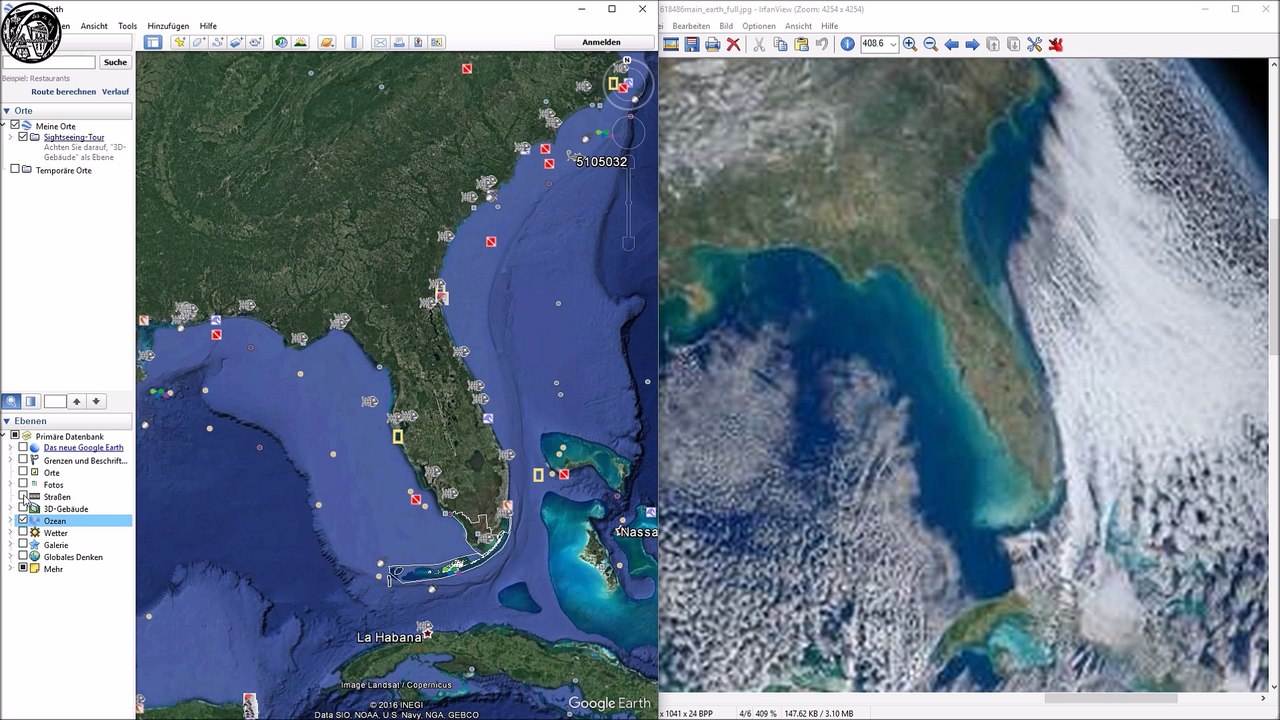 Blue Marble 2012 vs. Google Earth