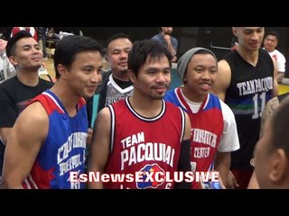 Manny Pacquiao taking selfies with FANS/TEAM before PICK UP GAME - EsNews EXCLUSIVE