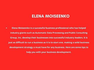 Elena Moiseenko Tips for Successful Business Development