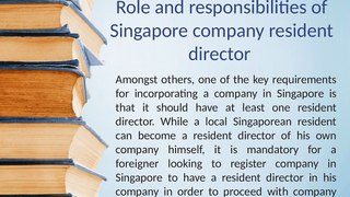 Role and responsibilities of Singapore company resident director