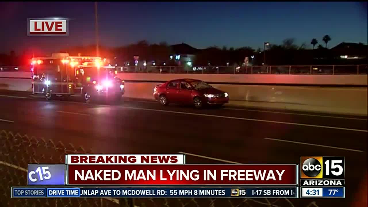 Naked man hit near I-17 and Northern