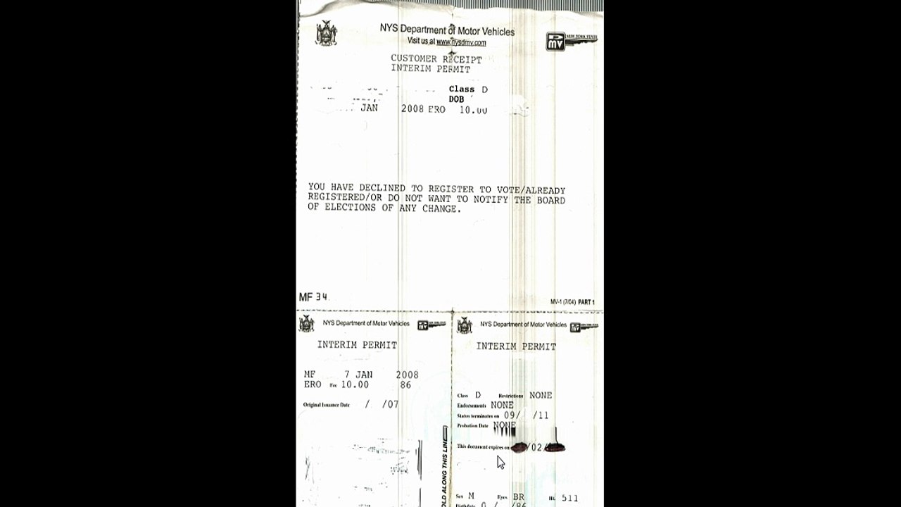 WHAT THE TEMPORARY PERMIT LOOKS LIKE FROM THE DMV