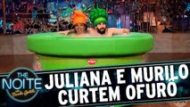 Juliana e Murilo Couto curtem ofurô juntinhos
