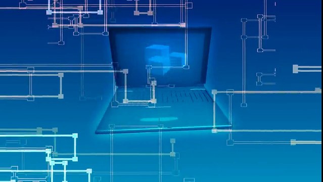 Rotating Laptop & Cube Hologram