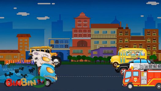 Good vs Evil Evil Volibear Truck against Good Fire Truck, School Bus