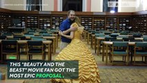 Guy sews dress from 'Beauty and the Beast' for proposal-4CwazqQ16g4