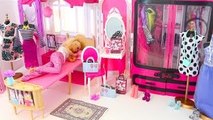 Barbie Bedroom Princess Rapunzel Pink Bedroom Morning routine Barbie Bicycle دراجة باربى روتين صباحى