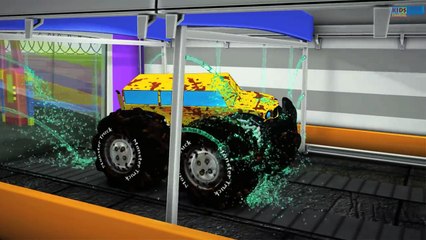 Monster Truck Car Wash | 3D Videos For Kids