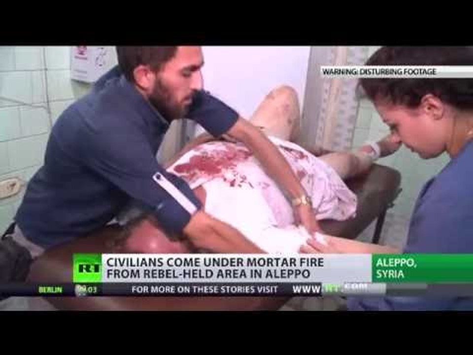 Mortar attack on govt-controlled area of Aleppo: civilians killed & injured (EXCLUSIVE VIDEO)