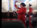 Football fans distracting the Air Hostess on flight during  the