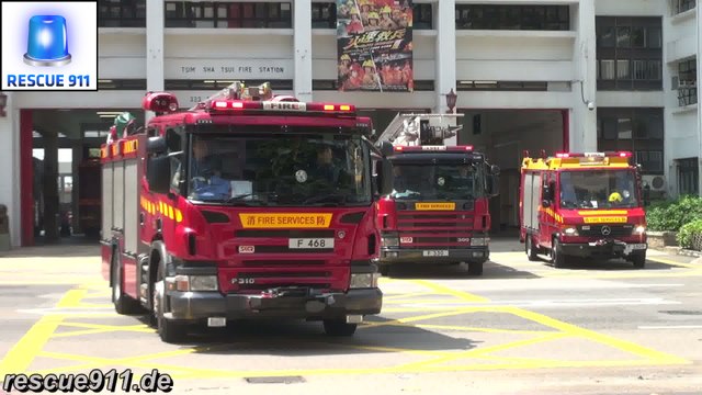 [Hong Kong Fire response] MP + HP + LRU + TL Tsim Sha Tsui Fire Station