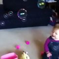 cute baby is very happy and laughing so much , So cute