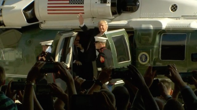 Trump makes splashy entrance during visit to U.S. military in Italy