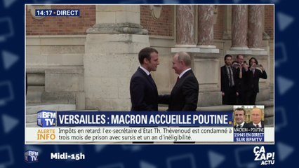 La poignée de main entre Emmanuel Macron et Vladimir Poutine
