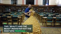 Guy sews dress from 'Beauty and the Beast' for propo