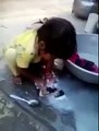 cute baby Washing clothes.... funny baby videos